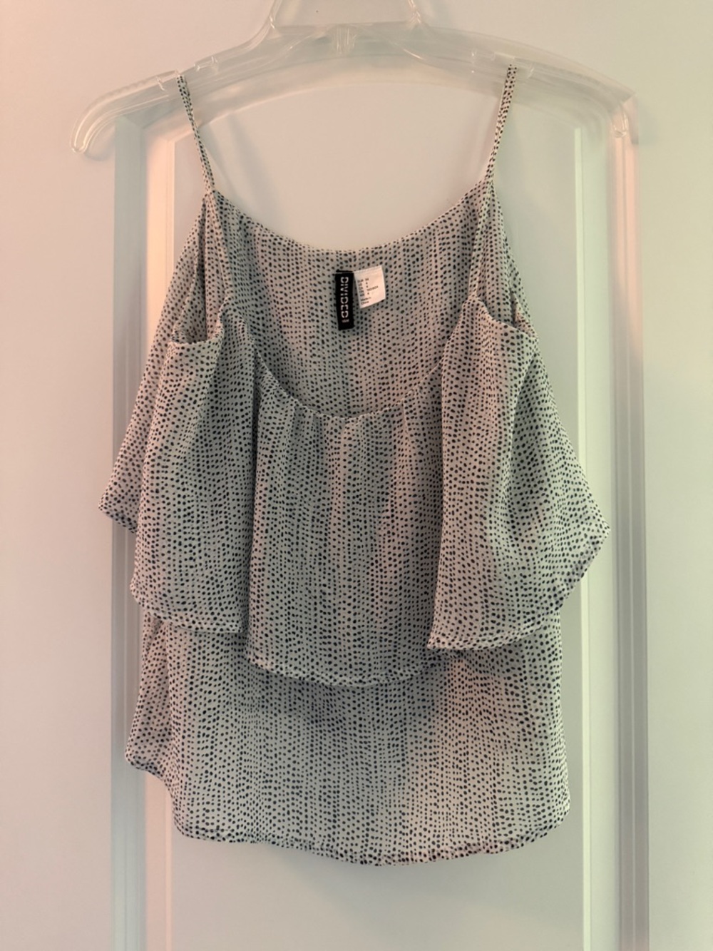 H&M White Spotted Ruffle Cami Top